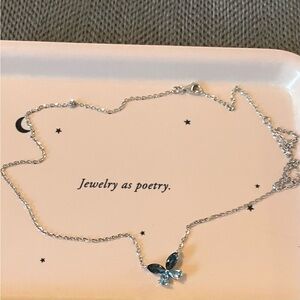 Topaz Butterfly Necklace in 14k White Gold